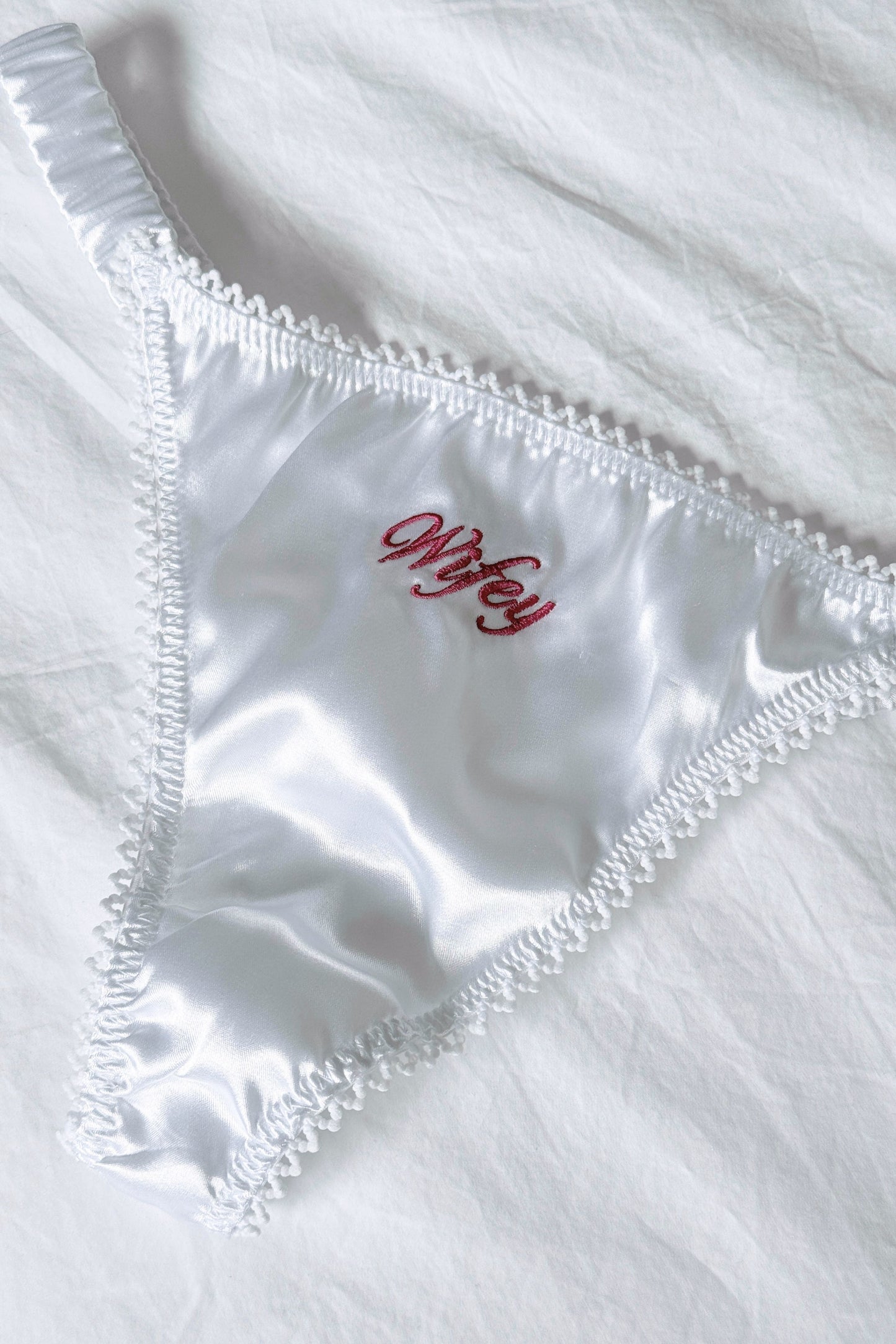 Thong with red Wifey embroidery