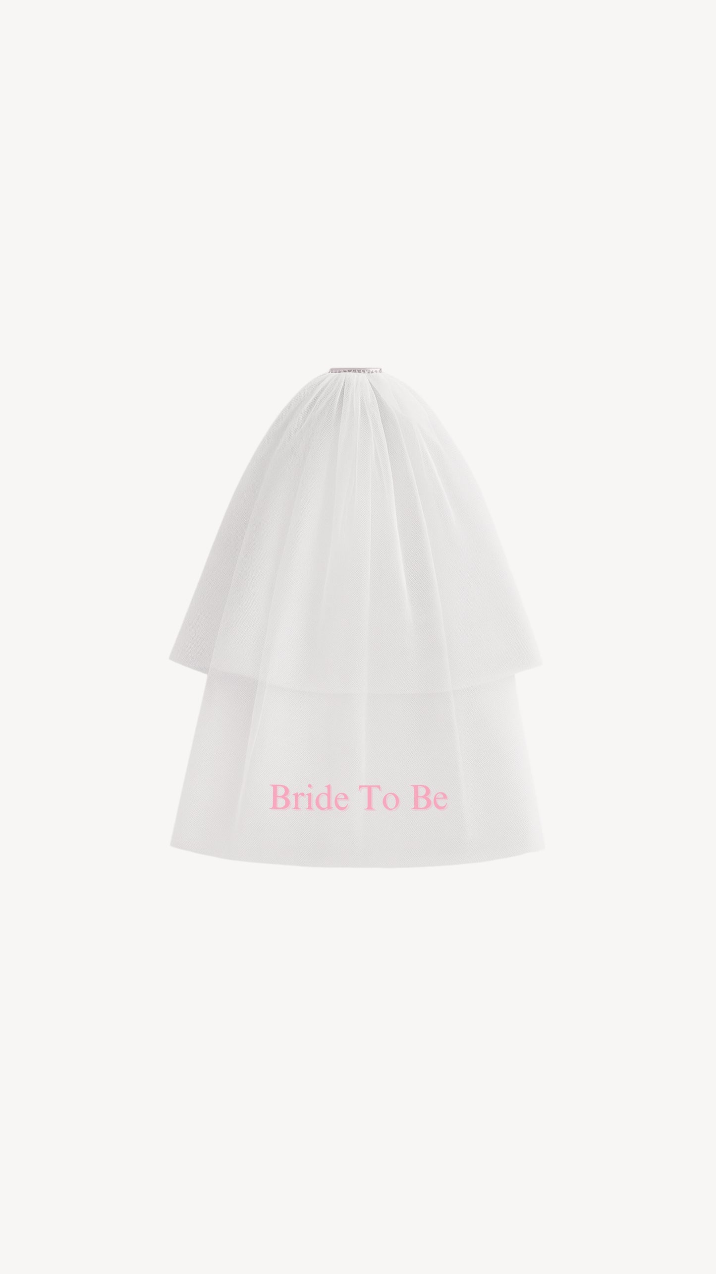 Krótki welon z różowym haftem BRIDE TO BE