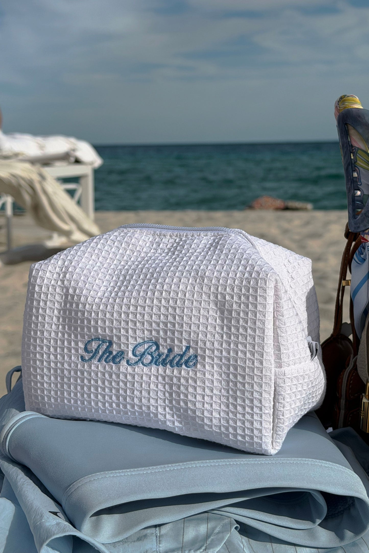 BRIDE blue embroidery cosmetic bag