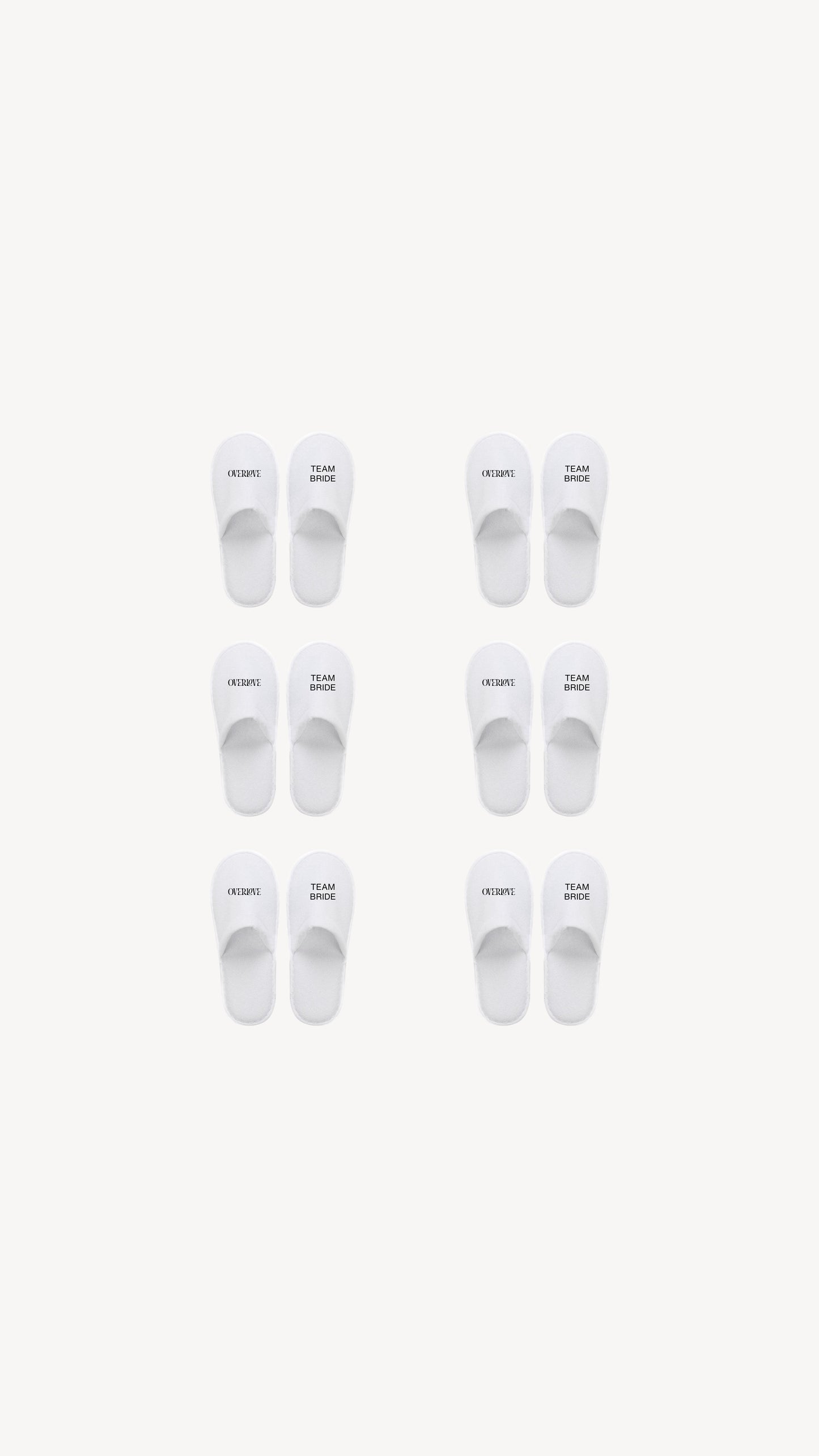 Zestaw 6 kapci hotelowych (BRIDE + 5xTEAM BRIDE)